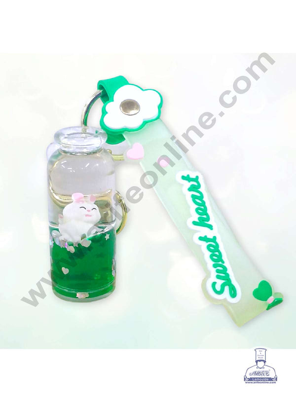 CAKE DECOR™ Acrylic Bottle with Floating Liquid Key Chain | Return Gifts | Assorted Color - 1 Piece (Style-01)