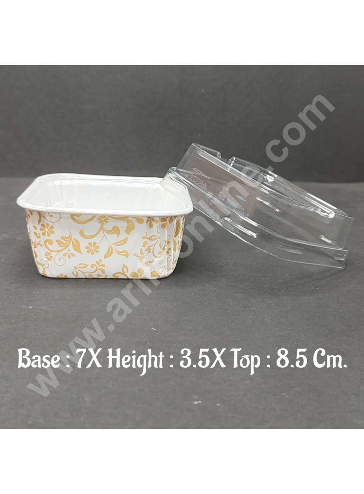 Cake Decor White Golden Leaf Design Square Direct Bakeable Cups With L ...