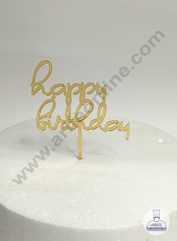 Cake Decor™ 5 inch Acrylic Mirror Shining Happy Birthday Cake Topper With Star