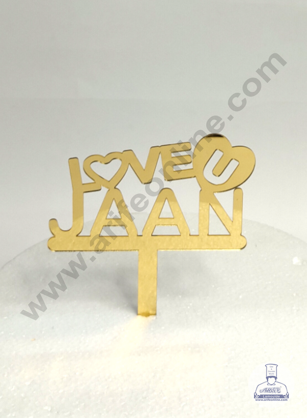 Cake Decor™  5 inch Exclusive Gold Acrylic Gold Cake Topper - Love U Jaan