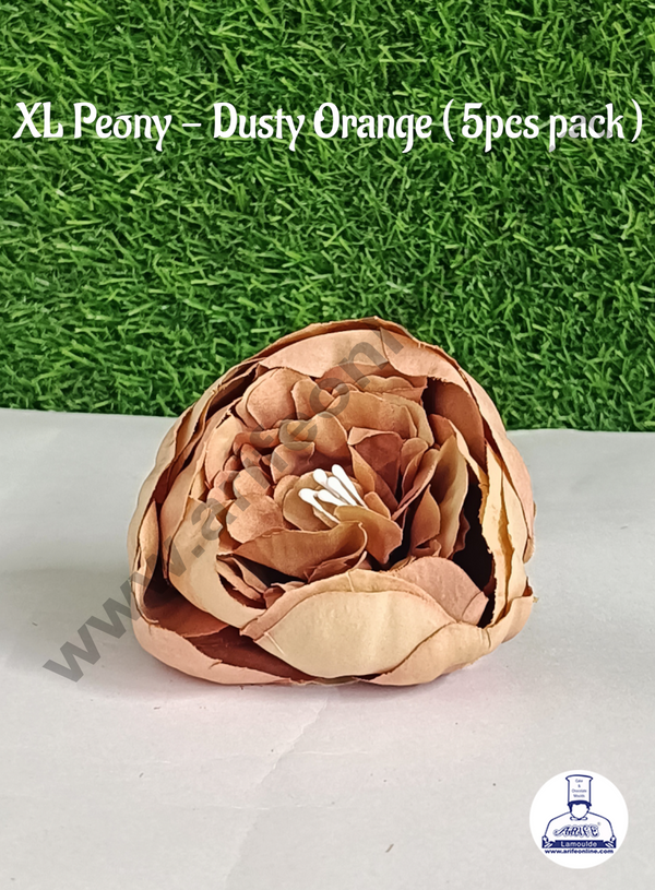 Cake Decor™  XL Peony Artificial Flower For Cake Decoration – Dusty Orange ( 5 pc pack )