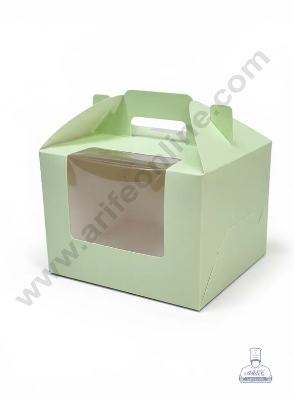 CAKE DECOR™ Small Cake Box Cupcake Box Green Paper Boxes - 6 x 6 x 4 inch (10 Pieces)