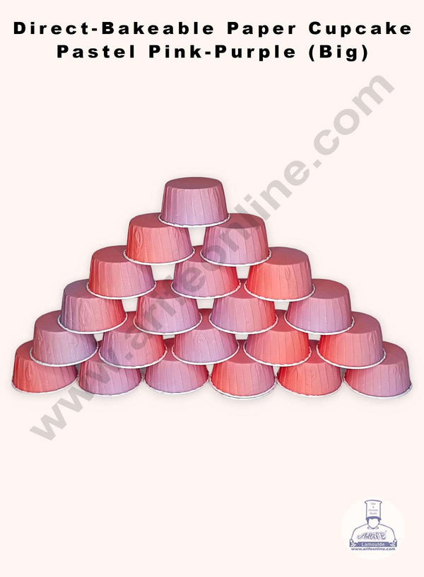 CAKE DECOR™ Pastel Pink-Purple Gradient Direct Bake-able Paper Muffin Cups - Big (50 Pcs)