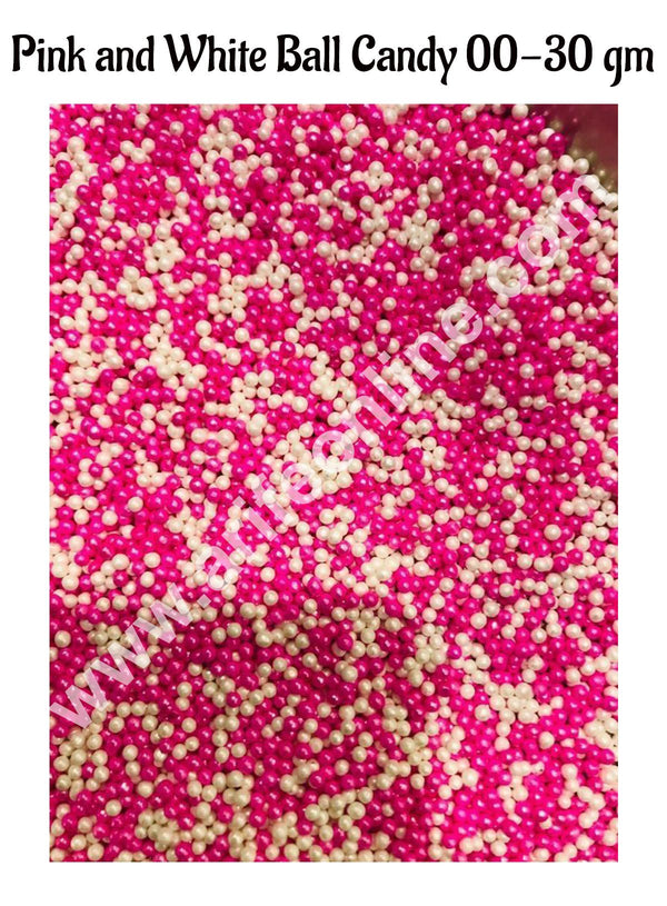 CAKE DECOR™ Sugar Candy - Pink and White Balls Candy- 00 - 30 gm