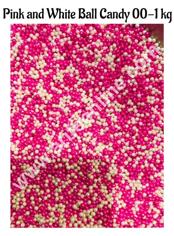 CAKE DECOR™ Sugar Candy - Pink and White Balls Candy- 00 - 1 kg