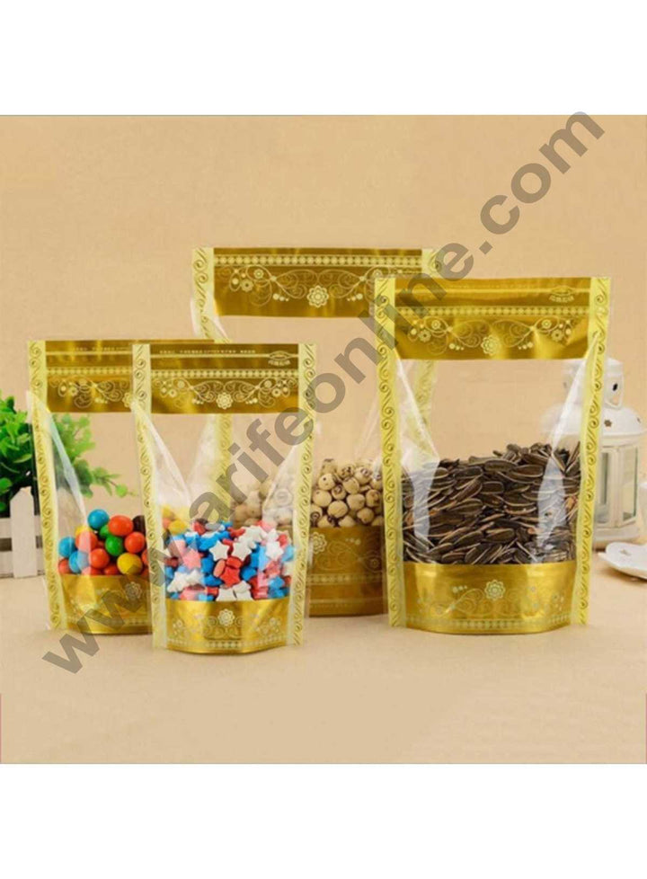 Cake Decor Printed Pouch with Zipper Plastics and Chocolate Dry Fruit (Pack of 10)