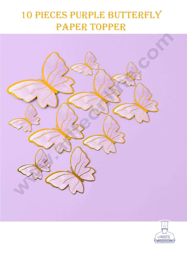 Cake Decor 10 Pieces Purple Butterfly Paper Topper For Cake And Cupcake