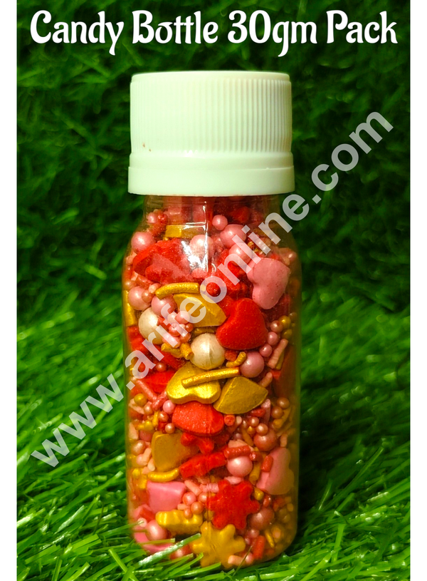 CAKE DECOR™ Sugar Candy - Red Snowflake And Pink Heart Mashup Sprinkles and Candy- 30 gm