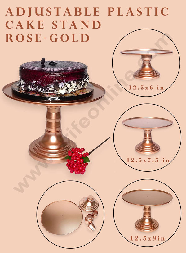 CAKE DECOR™ Adjustable Plastic Cake Stand | Cupcake Stand | Display Stand - Rose Gold