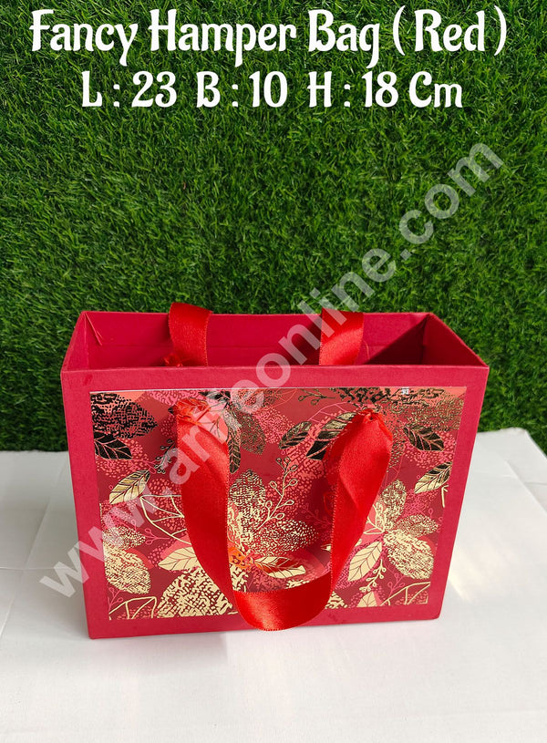 CAKE DECOR™ Red Fancy Hamper Bag For for Birthday, Wedding, Celebrations, Party, Christmas Gifts (1 Pc Pack)