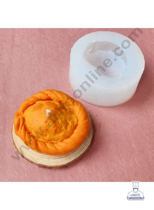 CAKE DECOR™ 3D Silicon 1 Cavity Round Gujiya Silicon Candle Mould, Silicon Soap Mould, Handmade Soap Candy Making SB-WCM225