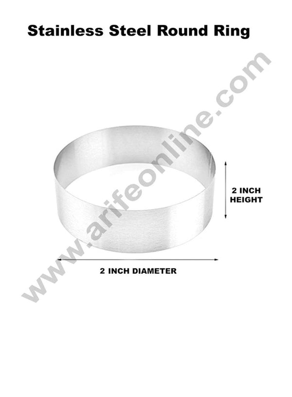 Cake Decor Round Cake Ring and Burger Ring Stainless Steel Heavy Ring (2 inch Diameter X 2 inch Height )