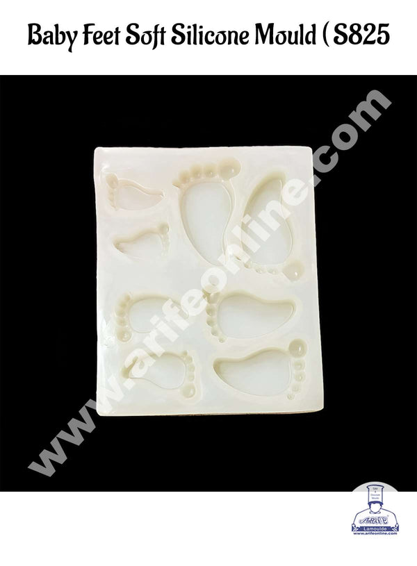 CAKE DECOR™ 8 Cavity Baby Feet Soft Silicone Mold for Cake Decoration SBS-825