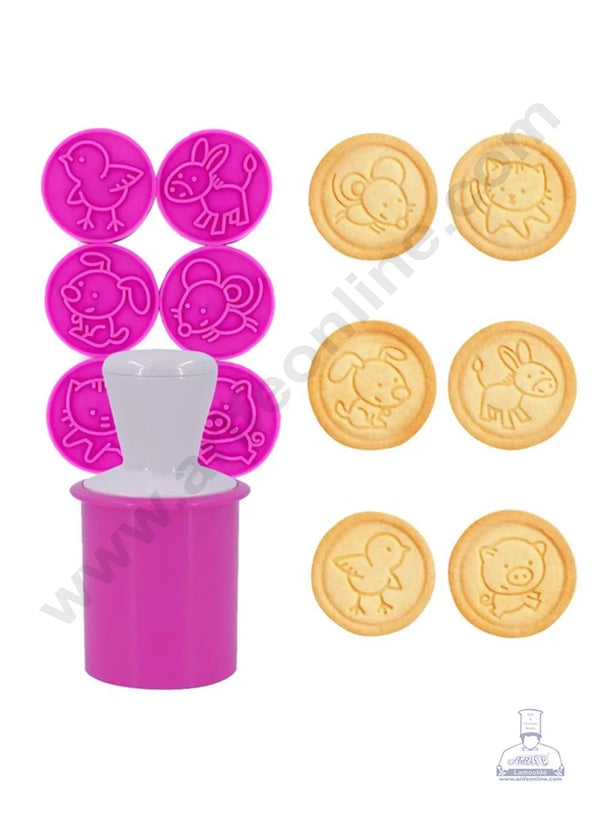 Cake Decor  6PCS/SET Patterns Cookie Stamp with Cookie Cutter Holder Stamp Cookie Cutter Fondant Cutters (SBS-787-2)