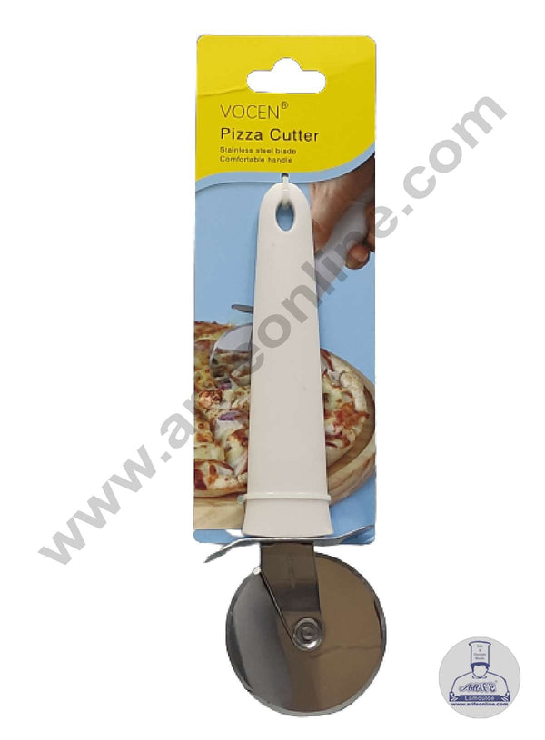 CAKE DECOR™ 1 Pcs Stainless Steel Wheel with White Handle Pizza Cutter, Pastry Cutter, Pie Cutter Kitchen Tools ( 6 cm Wheel )