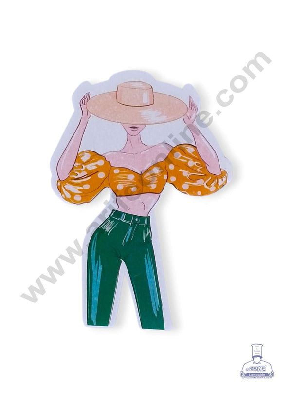 CAKE DECOR™ Edible Theme Topper Pre Cut Wafer Paper High Quality - Girl with Hat Cake Topper - ( 1 pc Pack ) SB-EWP-51