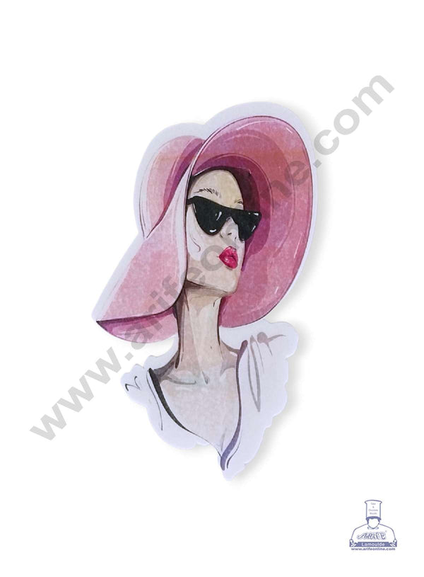 CAKE DECOR™ Edible Theme Topper Pre Cut Wafer Paper High Quality - Stylish Girl with Hat Cake Topper - ( 1 pc Pack ) SB-EWP-58