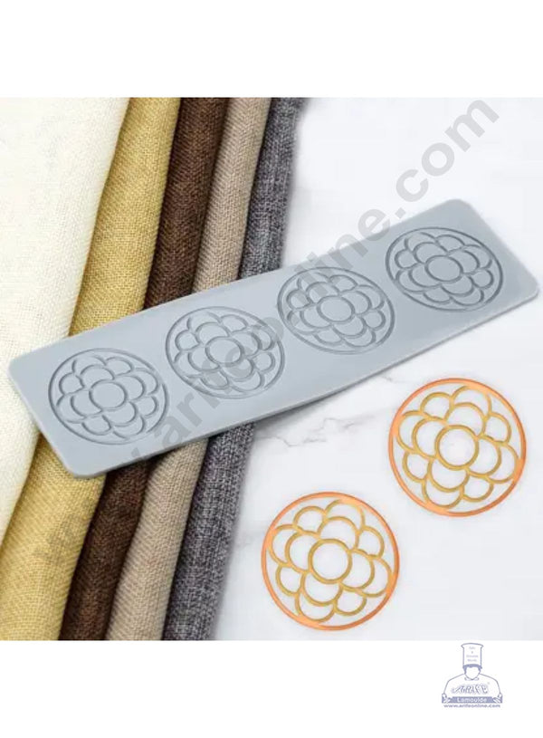 4 Cavity Silicon Round Net Shape Chocolate Garnishing Mould | Cake Insert Decoration Mould - CAKE DECOR™