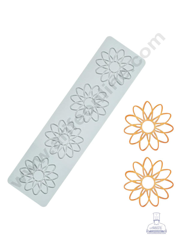 4 Cavity Silicon Sunflower Shape Chocolate Garnishing Mould | Cake Insert Decoration Mould - CAKE DECOR™