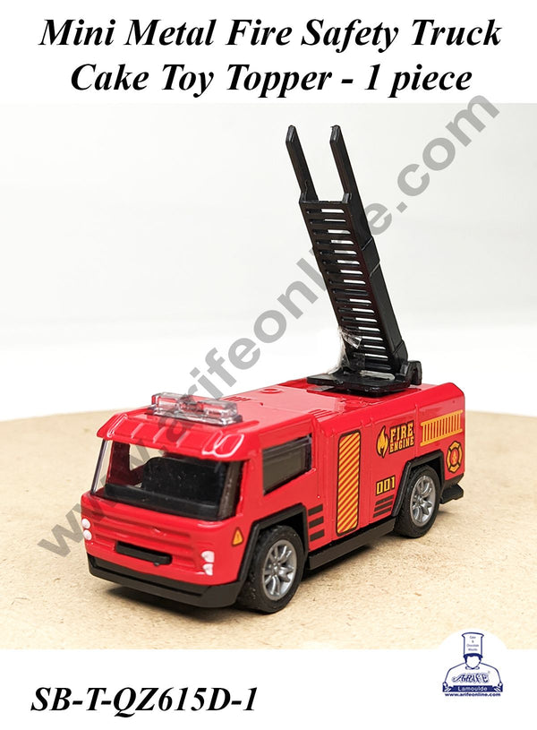 CAKE DECOR™ Mini Metal Fire Safety Truck Cake Toy Topper | Decorations Figurines - 1 piece (SB-T-QZ615D-1)