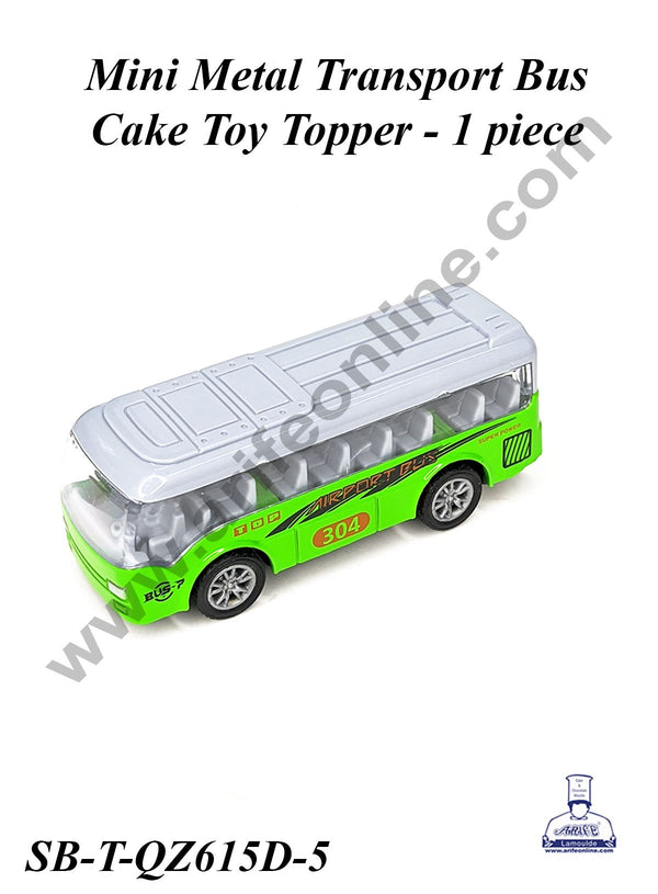 CAKE DECOR™ Mini Metal Transport Bus Cake Toy Topper | Decorations Figurines - 1 piece (SB-T-QZ615D-5)