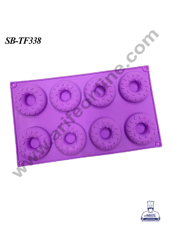 CAKE DECOR™ 8 cavity Sprinkle Donut Shape Silicone Mould | Muffin Mould