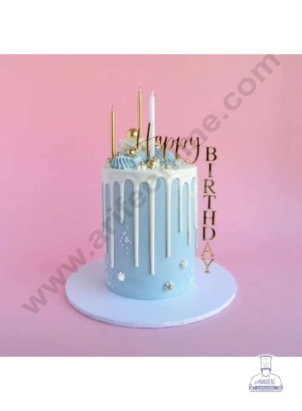CAKE DECOR™ 1pcs Transparent Gold Happy Birthday Double Layered Side Topper For Cake Decoration( SB-TOPPER-303-Gold )