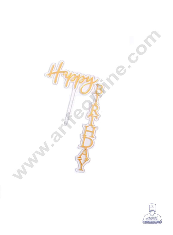 Home CAKE DECOR™ 1pcs Transparent Gold Happy Birthday Double Layered ...