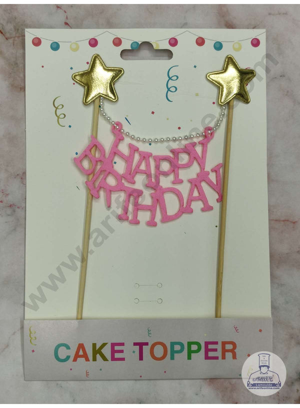 CAKE DECOR™ 1pcs Pink Happy Birthday Hanging Topper For Cake Decoration( SB-TOPPER-312-Pink)