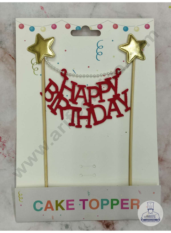 CAKE DECOR™ 1pcs Red Happy Birthday Hanging Topper For Cake Decoration( SB-TOPPER-312-Red)