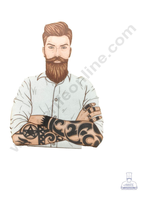 CAKE DECOR™ Edible Theme Topper Pre Cut Wafer Paper High Quality - Guy With Tattoo - ( 1 pc Pack ) SB-WPC-3101