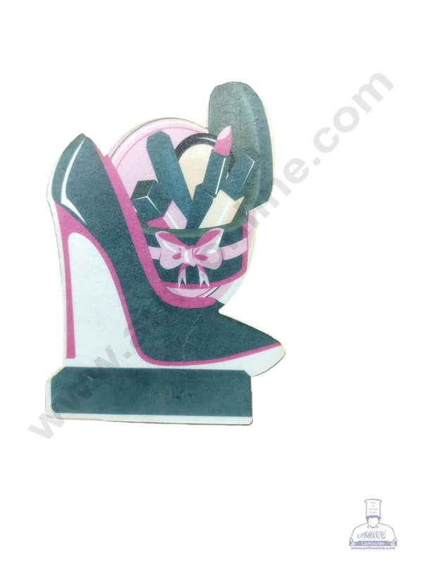 CAKE DECOR™ Edible Theme Topper Pre Cut Wafer Paper High Quality -  Lady Shoe With Make Up - ( 1 pc Pack ) SB-WPC-3111