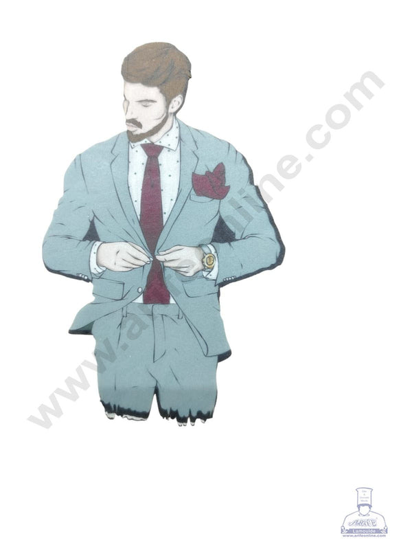 CAKE DECOR™ Edible Theme Topper Pre Cut Wafer Paper High Quality -  Man In Grey Suit - ( 1 pc Pack ) SB-WPC-3113