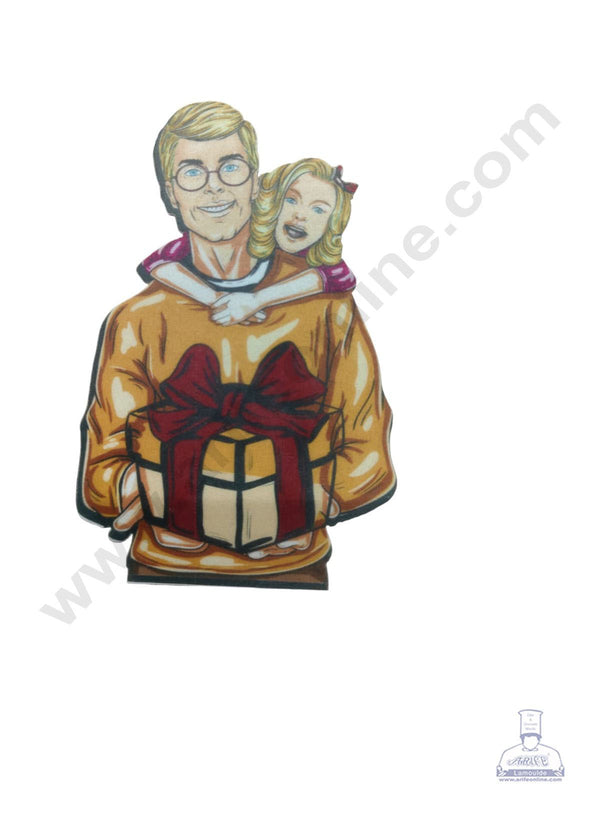 CAKE DECOR™ Edible Theme Topper Pre Cut Wafer Paper High Quality -  Dad With Her Daughter- ( 1 pc Pack ) SB-WPC-3114