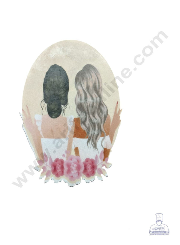 CAKE DECOR™ Edible Theme Topper Pre Cut Wafer Paper High Quality -  Best Friends Back Posing - ( 1 pc Pack ) SB-WPC-3115
