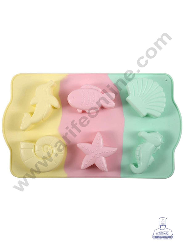 CAKE DECOR™ 6 Cavity Mix Sea Animals Rainbow Silicone Mould Silicon Muffin Mold SB-ZU221