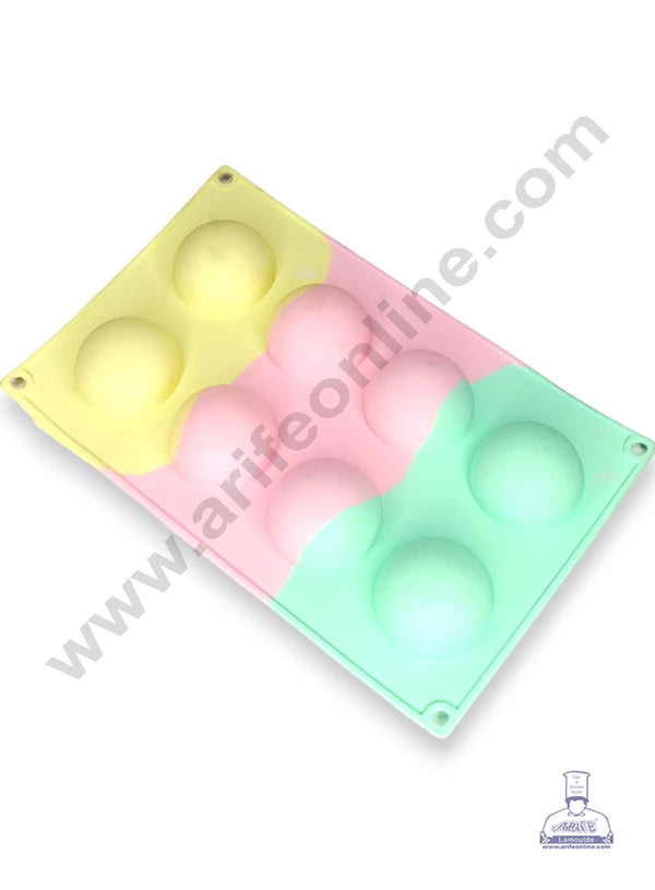 CAKE DECOR™ 8 Cavity Plain Round Shape Rainbow Silicone Mould Silicon Muffin Mold SB-ZU391