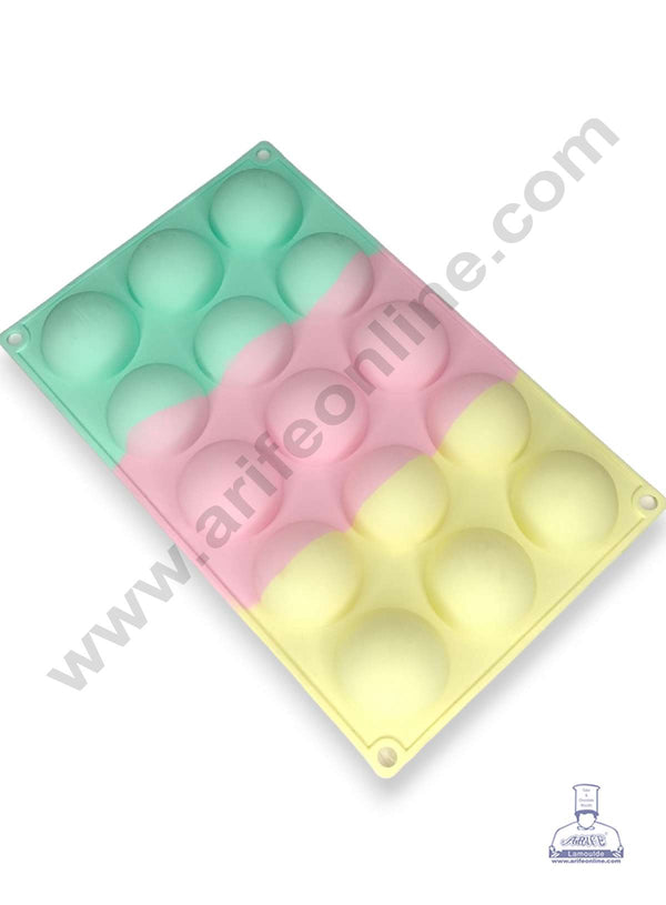 CAKE DECOR™ 15 Cavity Plain Round Shape Rainbow Silicone Mould Silicon Muffin Mold SB-ZU395