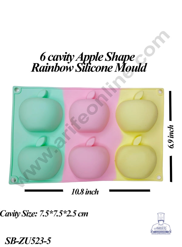 CAKE DECOR™ 6 cavity Apple Shape Dessert Cake Rainbow Silicone Mould (SB-ZU523-5)