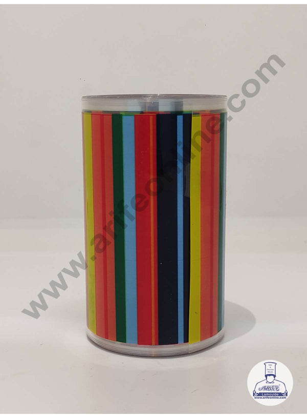 CAKE DECOR™ 8 cm Collars Acetate Sheet Roll Vertical Colourful Lines / Stripes Printed Pull Me Cake Strips Chocolate Mousse Collar Surrounding Edge Decorating (8cm x 10m Roll) - Vertical Stripes Theme
