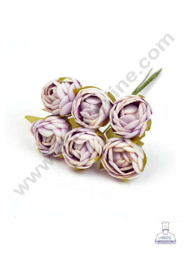 CAKE DECOR™ Small Rose Artificial Flower Bunch For Cake Decoration – Purple ( 1 Bunch )