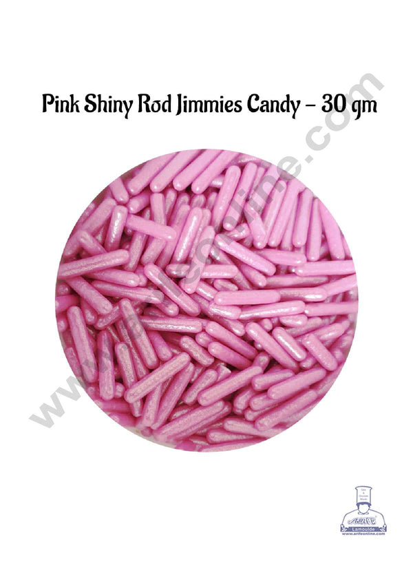 CAKE DECOR™ Sugar Candy - Pink Pearlescent Rod Jimmies Sprinkles and Candy - 30 gm