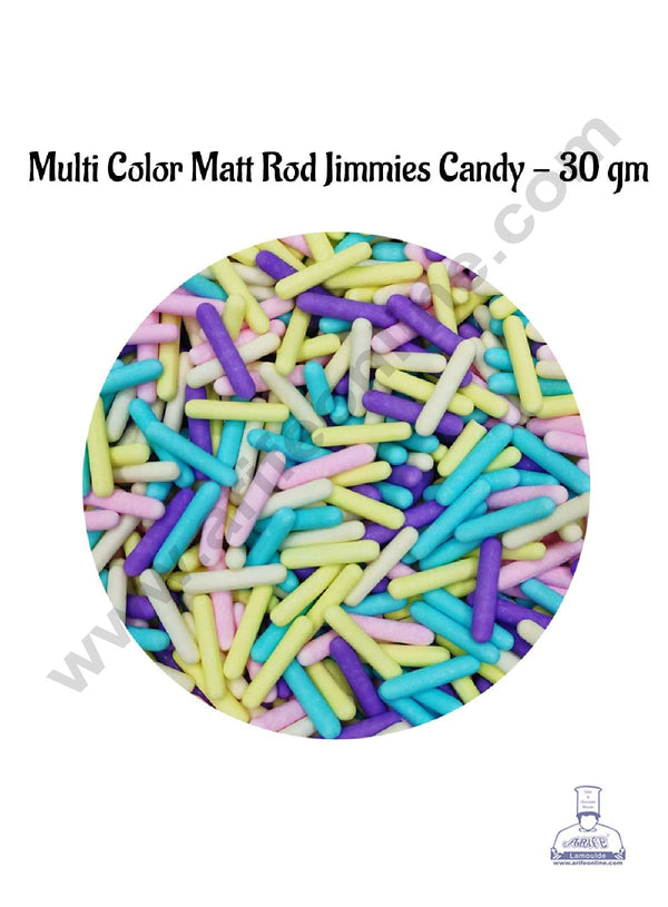 CAKE DECOR™ Sugar Candy - Multi Colour Matt Rod Jimmies Sprinkles and Candy - 30 gm