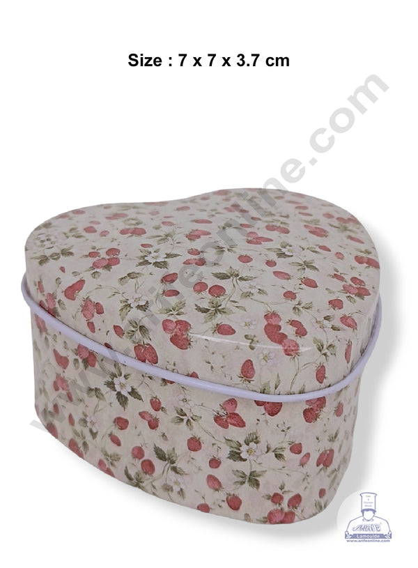 CAKE DECOR™ Small Heart Shape Fruity Floral Chocolate Tin Box | Dream Cake Box Tin - Beige
