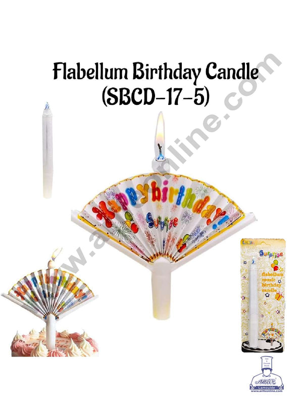 CAKE DECOR™ 1 Piece Flabellum Birthday Candle | Surprise HBD Fan Candle for Cake & Cupcake Decoration