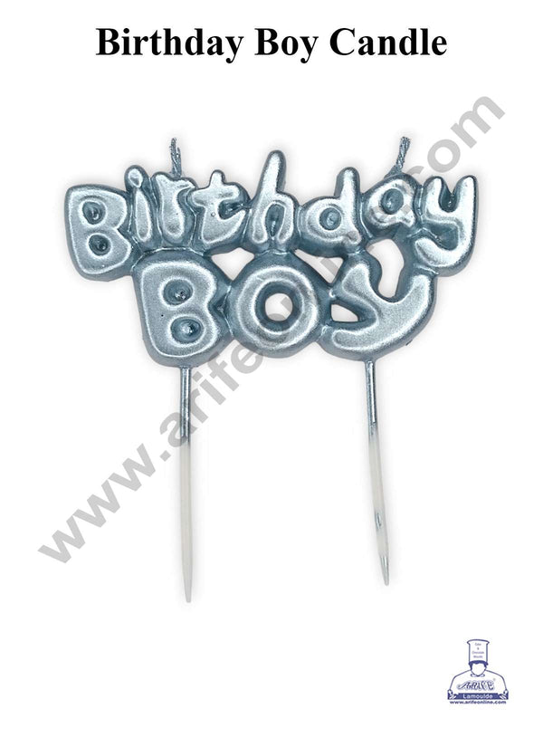 CAKE DECOR™ Birthday Boy Candle with Stand for Cake Decoration - Blue (1 Piece)