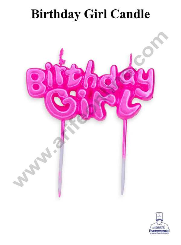 CAKE DECOR™ Birthday Girl Candle with Stand for Cake Decoration - Pink (1 Piece)
