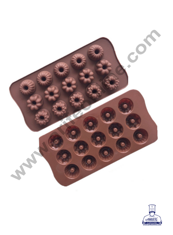 Cake Decor 15-Cavity Donut Shape Silicone Brown chocolate Moulds