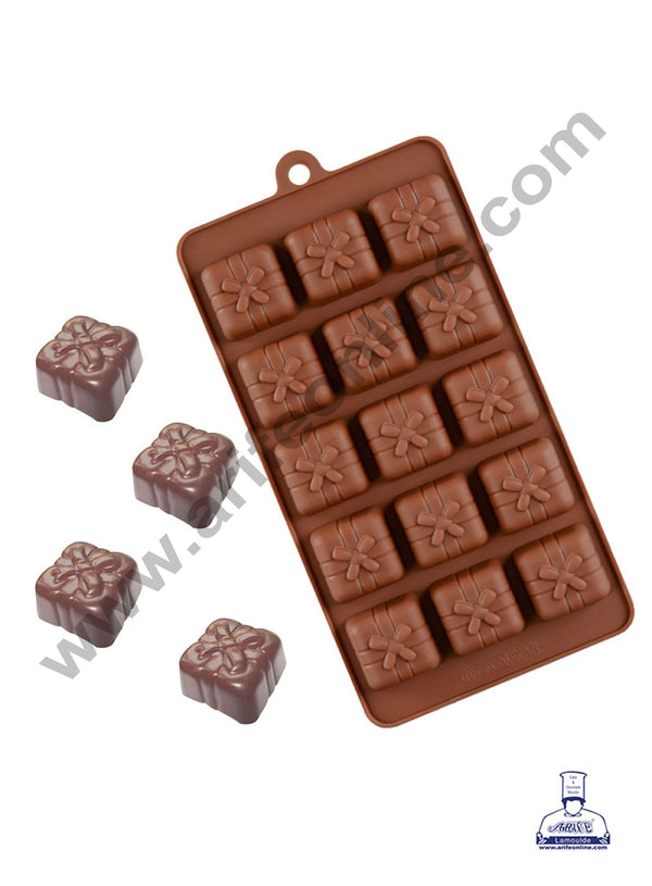 Cake Decor 15 Cavity Square Gift With Cross Shape Silicone Chocolate Mould