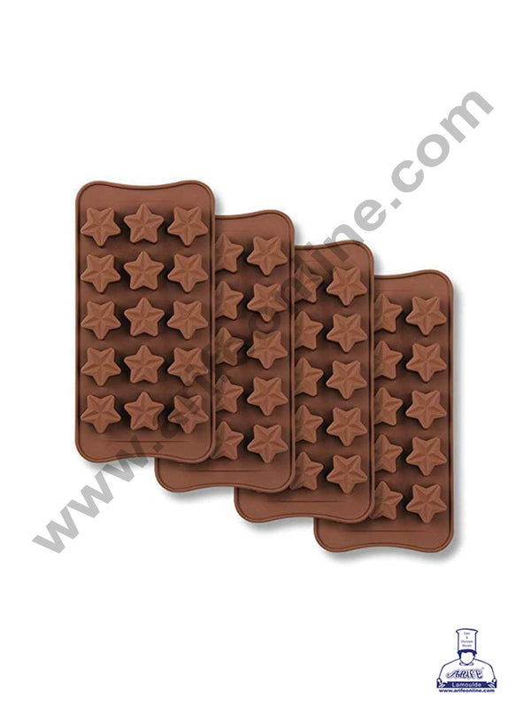 Cake Decor Silicon 15 Cavity Star Design Brown Chocolate Mould, Ice Mould, Chocolate Decorating Mould